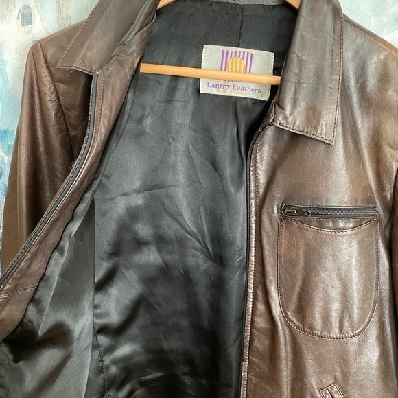 ⌛️Vintage Leather jacket, distressed dark brownw - Picture 4 of 11
